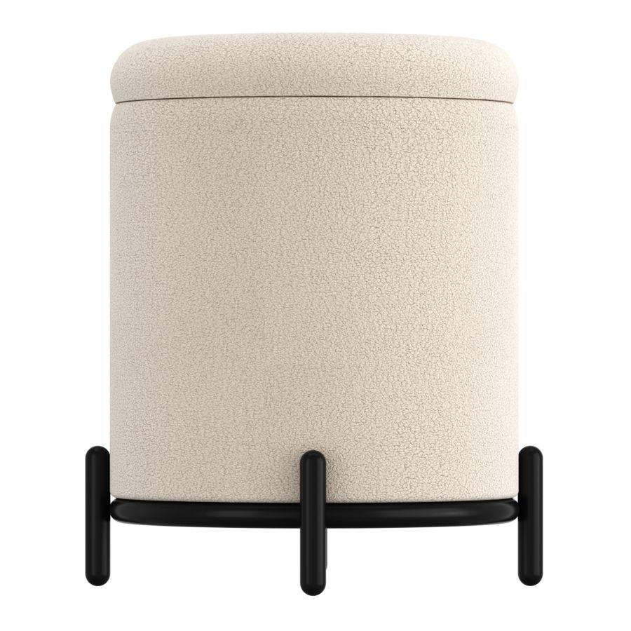 Castor Storage Ottoman in Cream Boucle