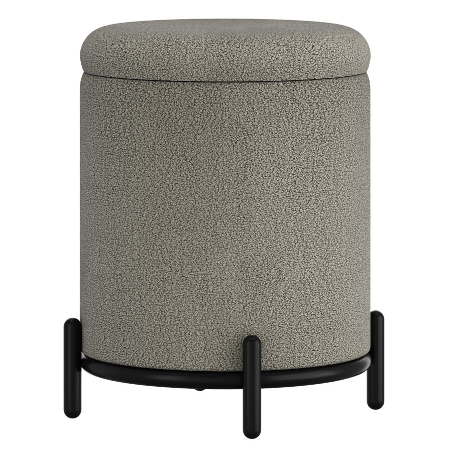 Castor Storage Ottoman in Warm Grey Boucle