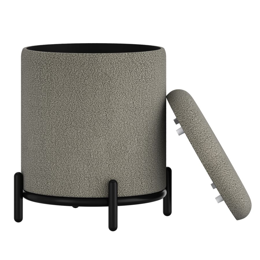 Castor Storage Ottoman in Warm Grey Boucle