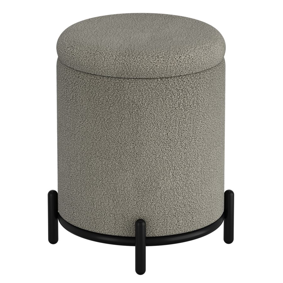 Castor Storage Ottoman in Warm Grey Boucle