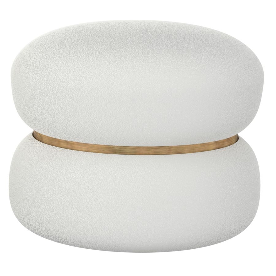 Cecily 2pc Round Ottoman w/Storage in Ivory Boucle