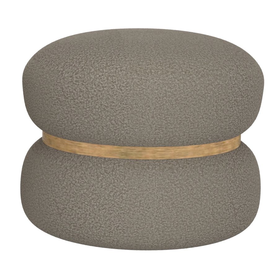 Cecily 2pc Round Ottoman w/Storage in Warm Grey Boucle