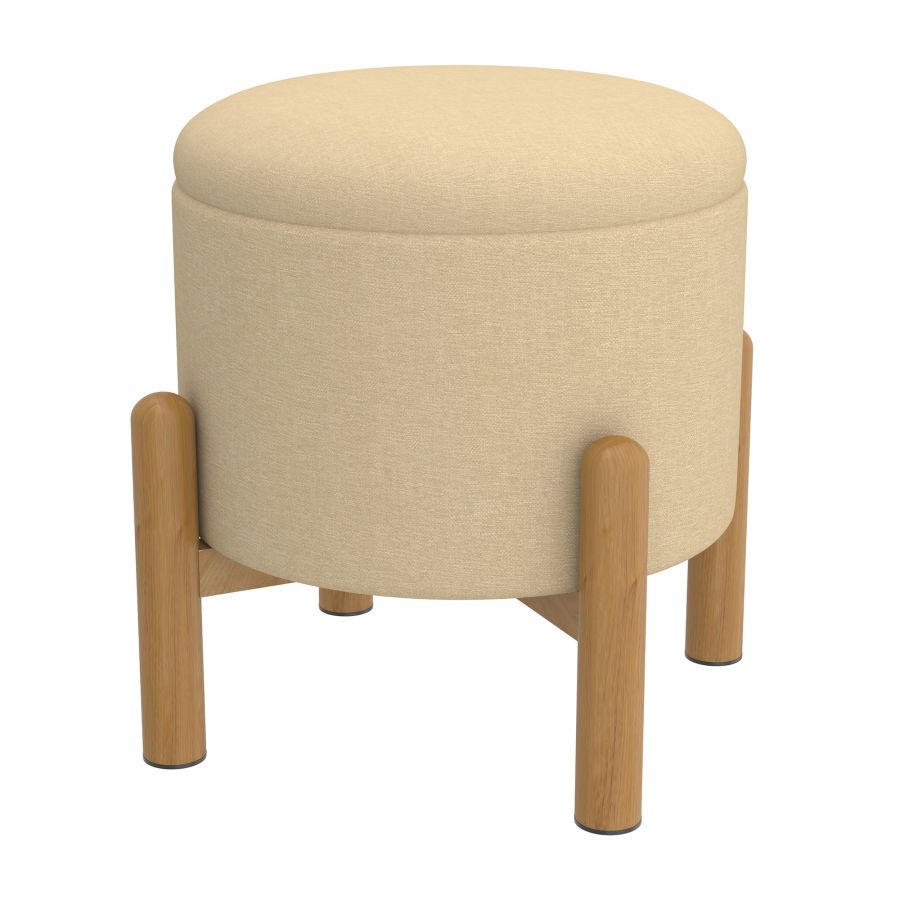 Heidi Round Storage Ottoman in Beige and Natural