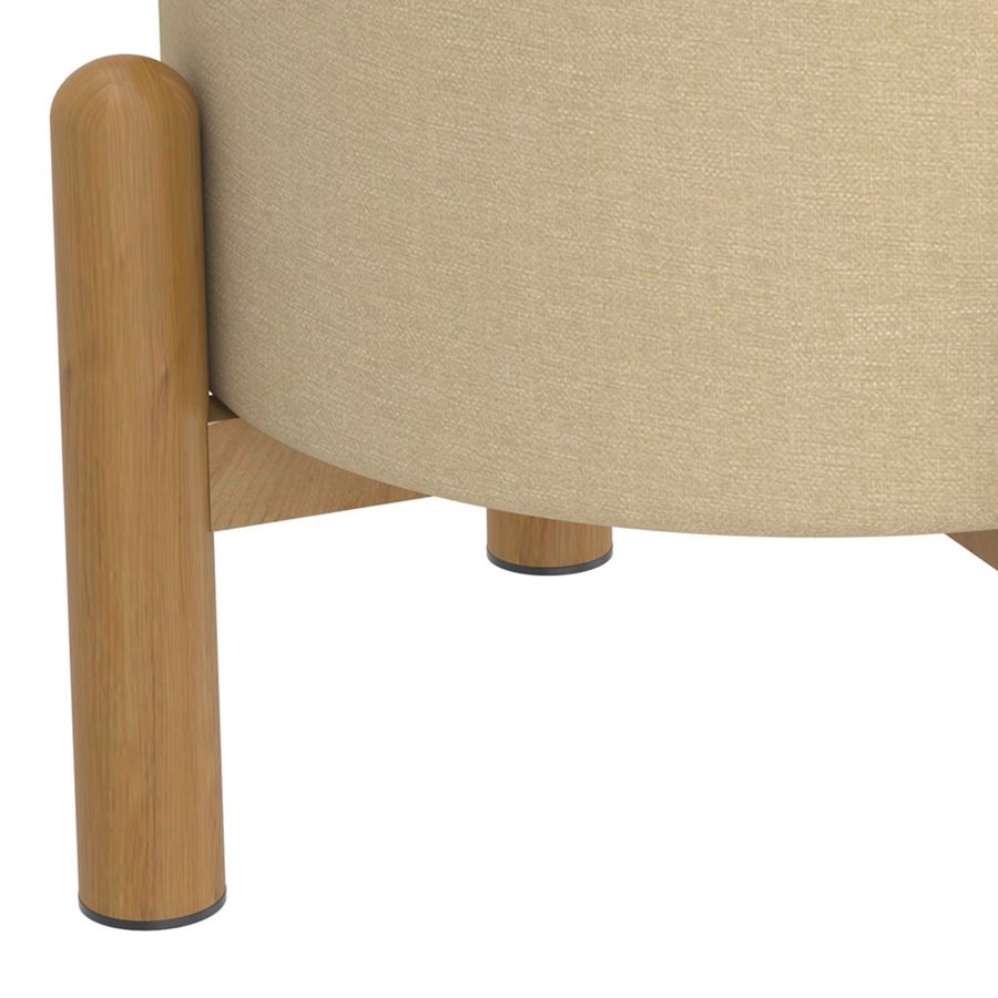 Heidi Round Storage Ottoman in Beige and Natural