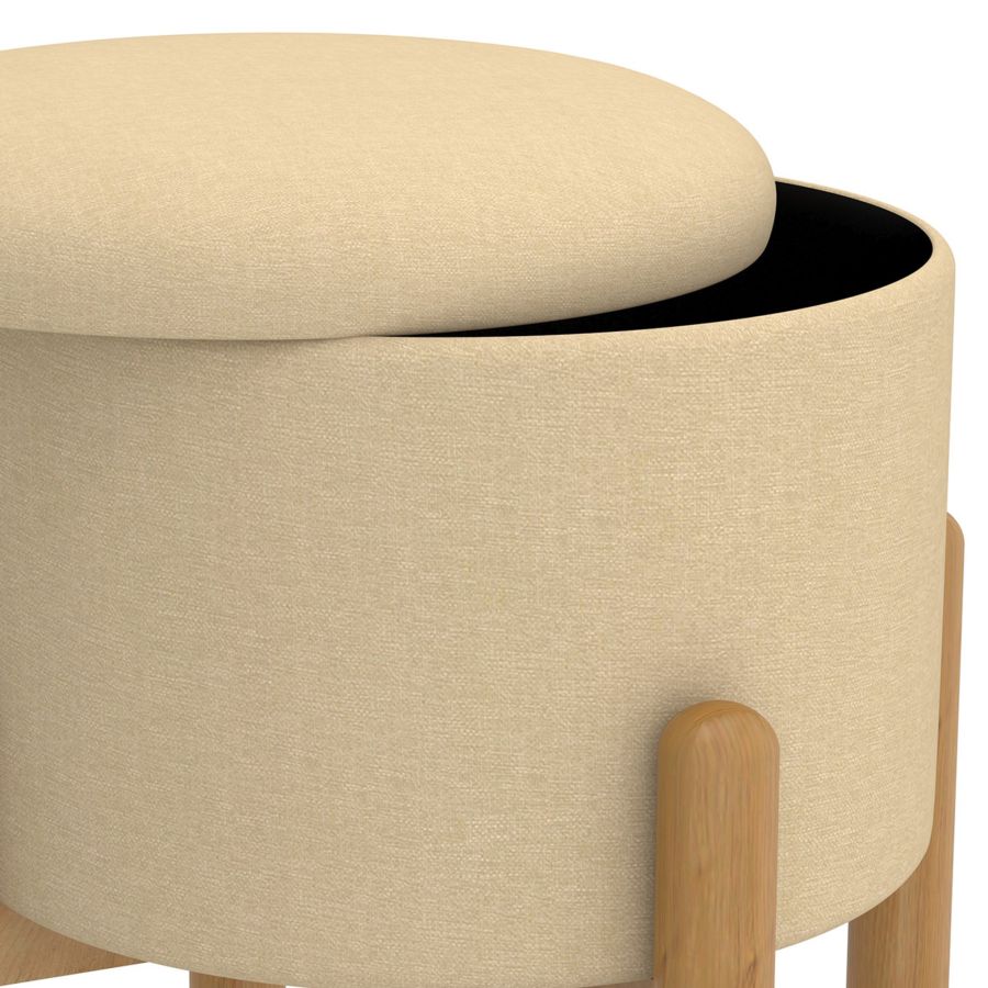 Heidi Round Storage Ottoman in Beige and Natural