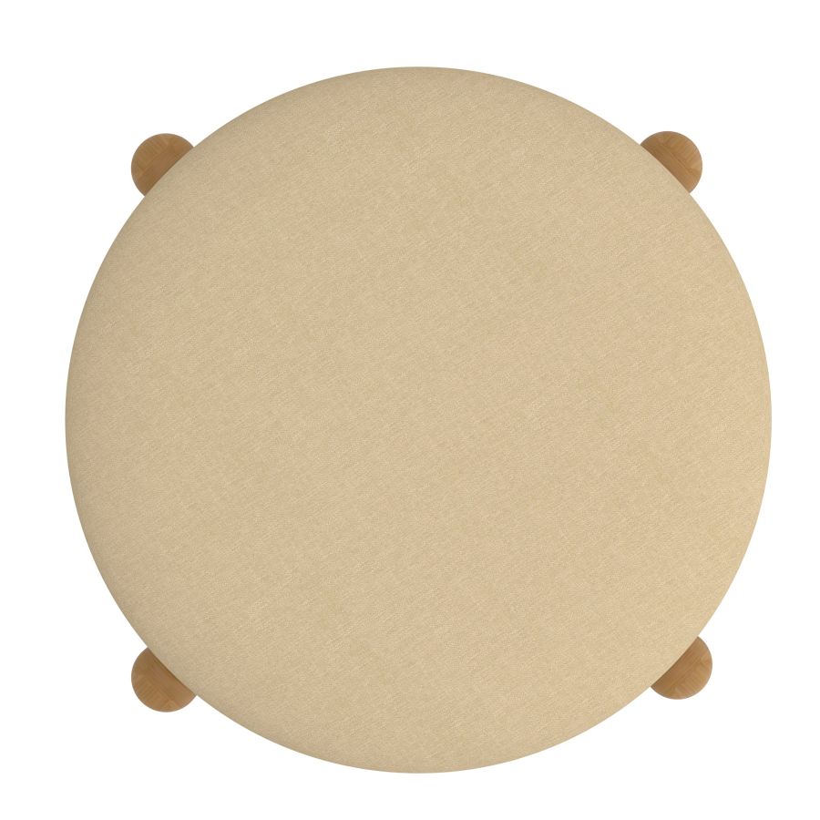 Heidi Round Storage Ottoman in Beige and Natural