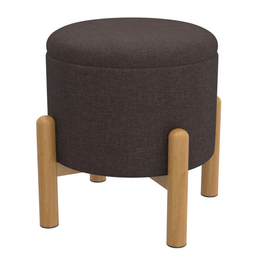 Heidi Round Storage Ottoman in Charcoal and Natural
