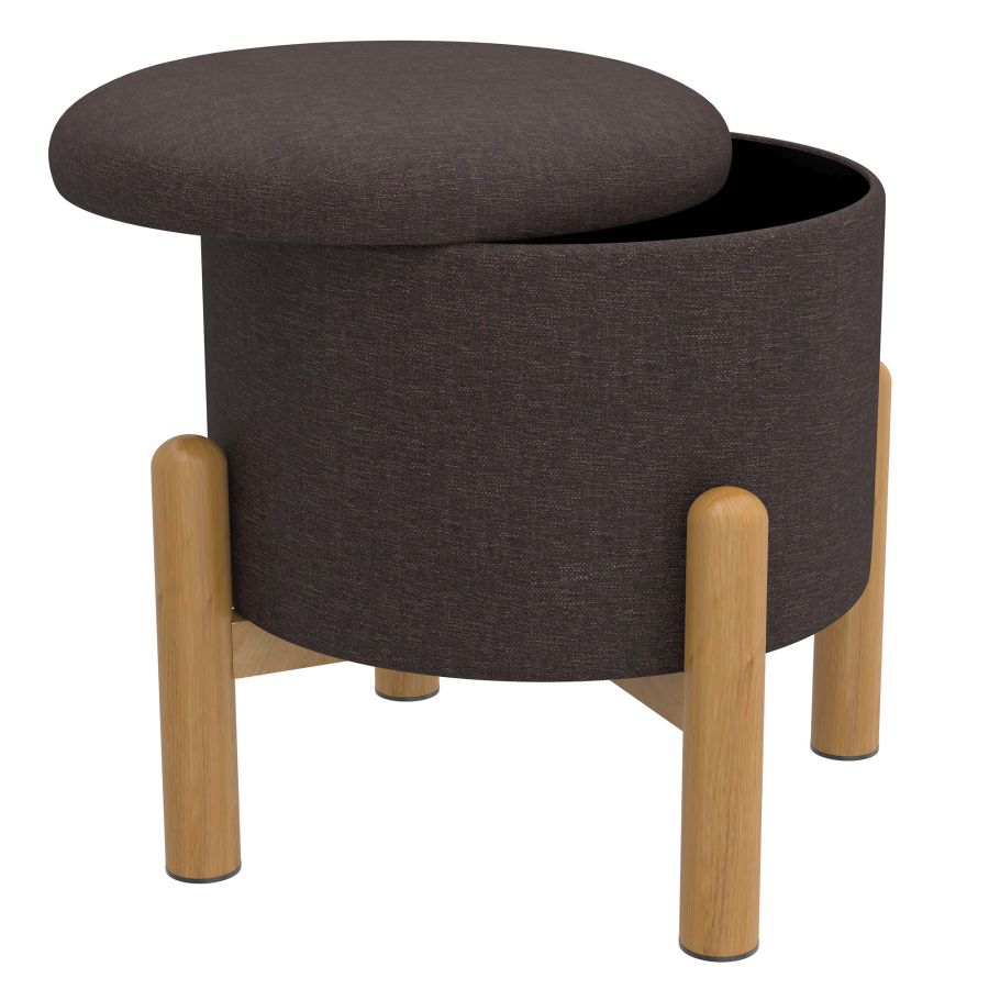 Heidi Round Storage Ottoman in Charcoal and Natural