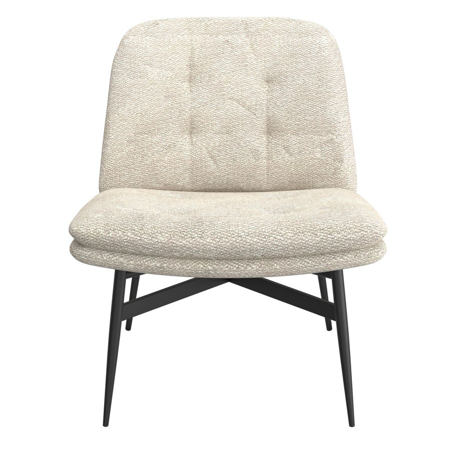 Caleb Accent Chair in Beige Fabric and Black