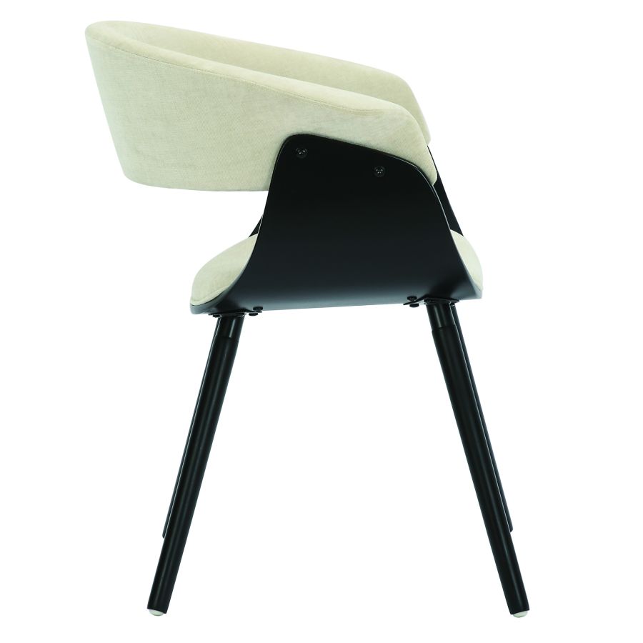 Holt Accent/Dining Chair in Beige Fabric and Black