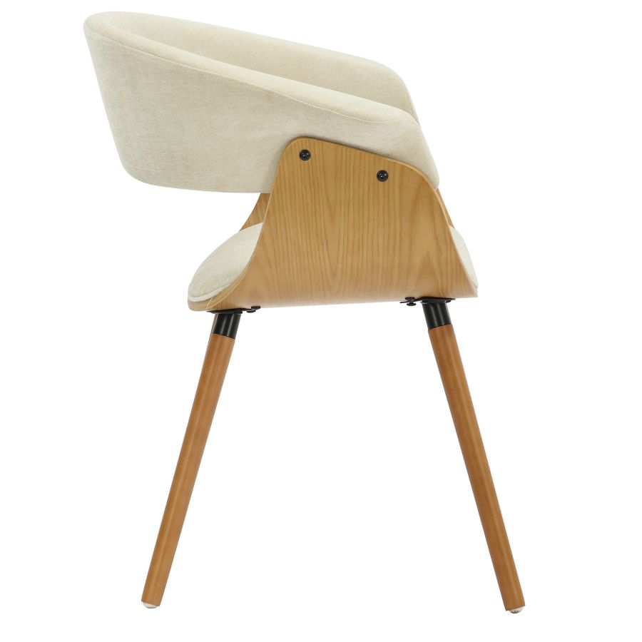 Holt Accent/Dining Chair in Beige Fabric and Natural