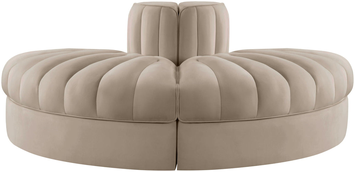Rummi - Velvet Performance Fabric Upholstered 2 Piece Rounded Modular Loveseat