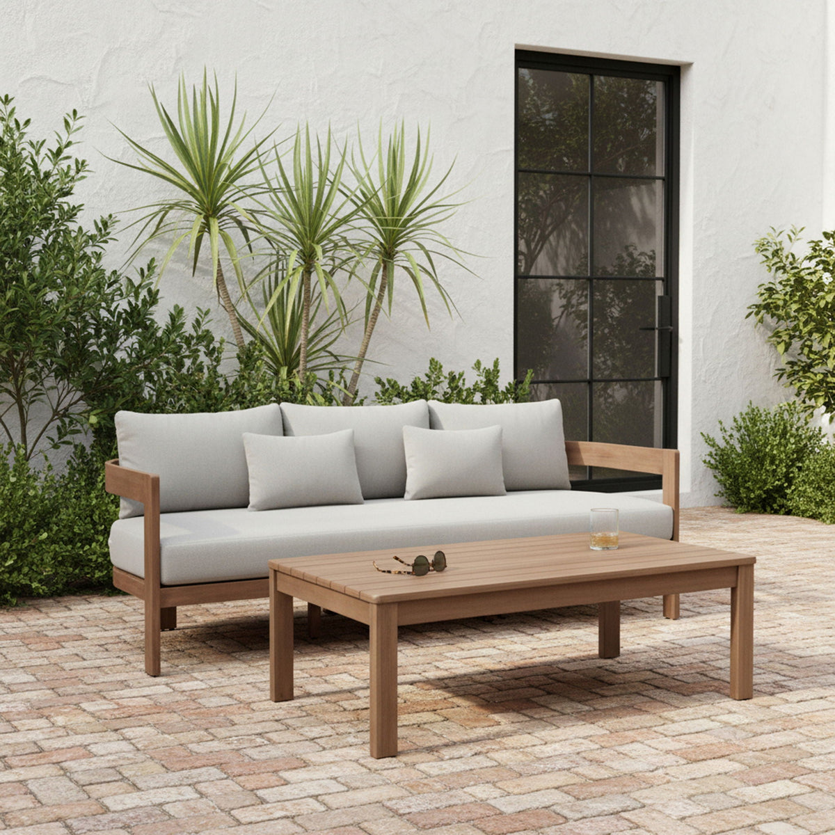 Newport - Water Resistant Fabric 86.75" Upholstered Outdoor Patio Sofa