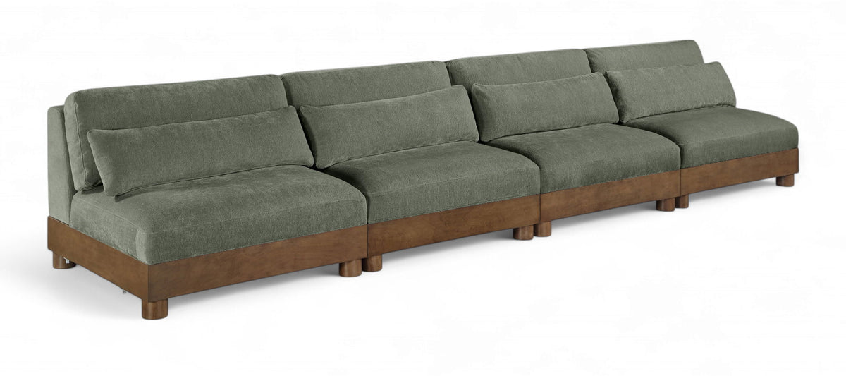 Turin - Chenille Fabric Upholstered Modular Sectional - Green