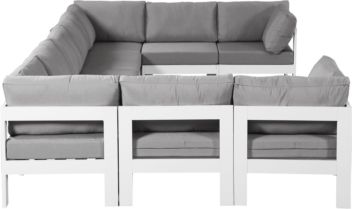 Nizuc - Outdoor Patio 9 Piece Modular Sectional With White Frame