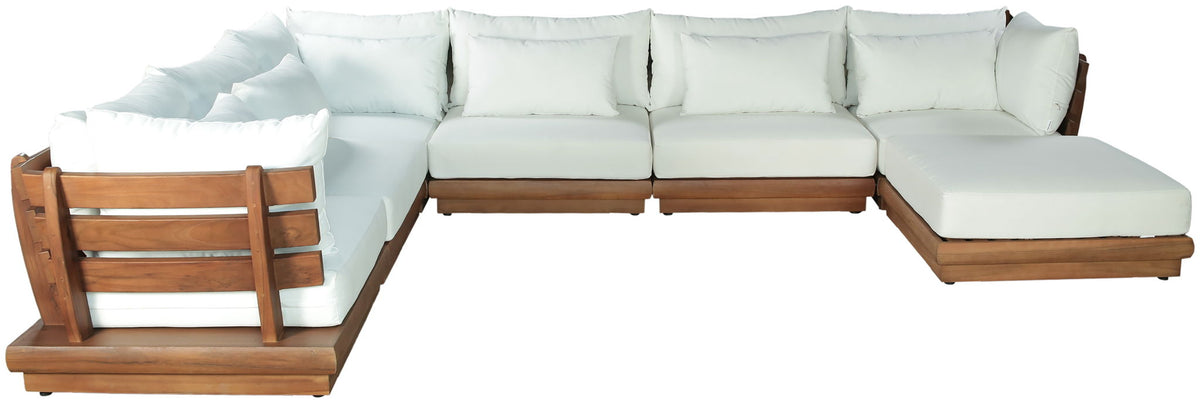 Mirella - 7 Piece Water Resistant Fabric Upholstered Outdoor Patio Modular Sectional