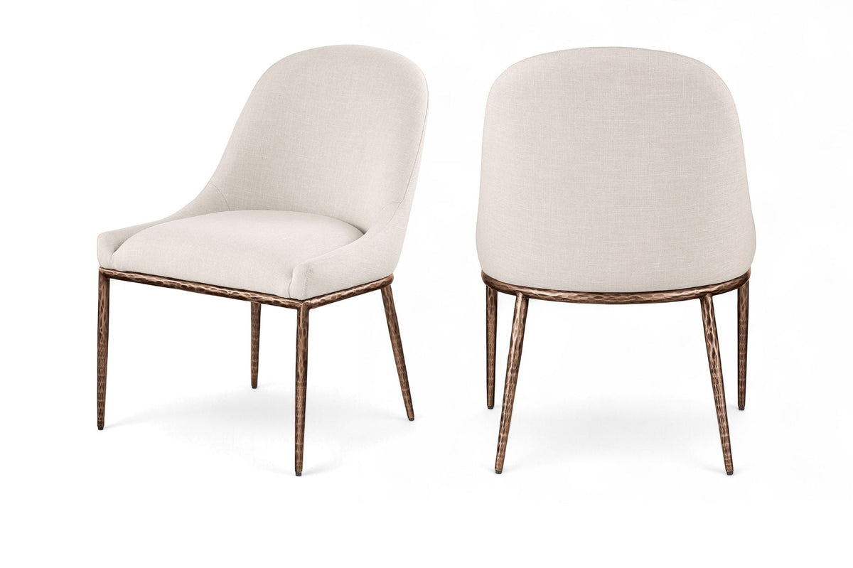Ferro - Upholstered Dining Side Chair With Brushed Bronze Legs