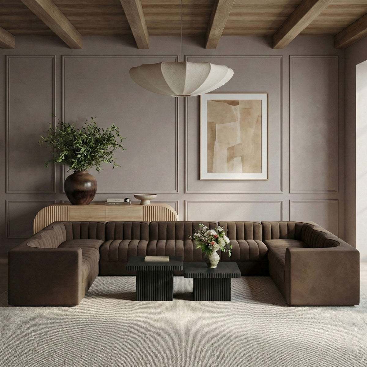 Rummi - Velvet Performance Fabric Upholstered 10 Piece Modular Sectional