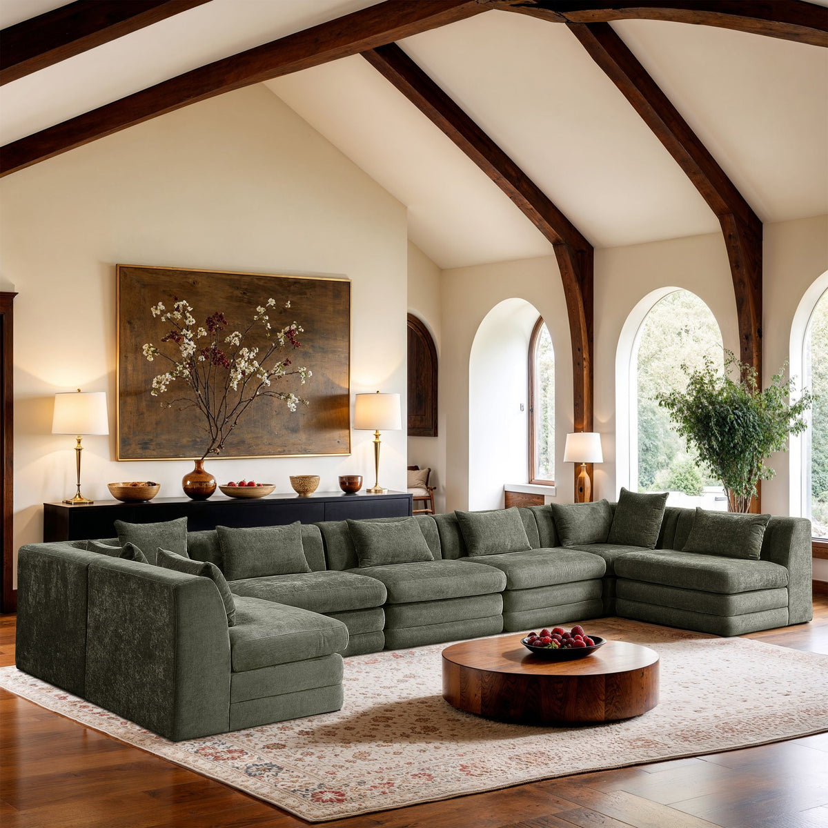 Stellar - 7 Piece Chenille Fabric Upholstered Modular Sectional