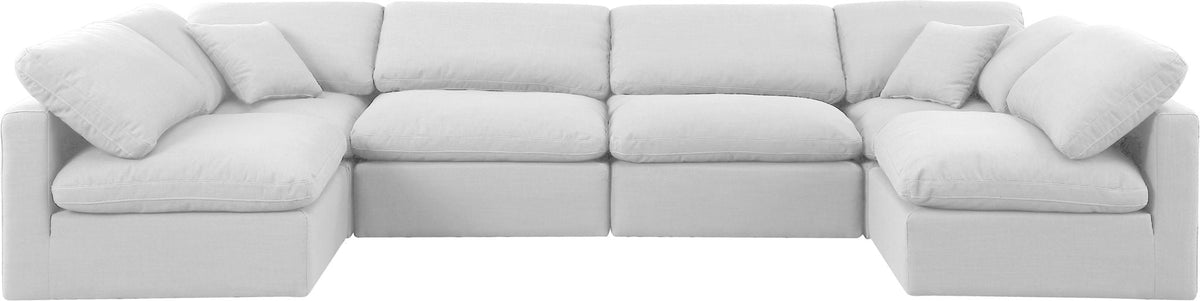 Indulge - Linen 6 Piece Modular U-Shaped Sectional - White