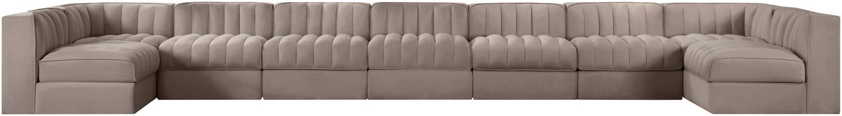 Rummi - Armless Velvet Performance Fabric Upholstered 9 Piece Modular Sectional