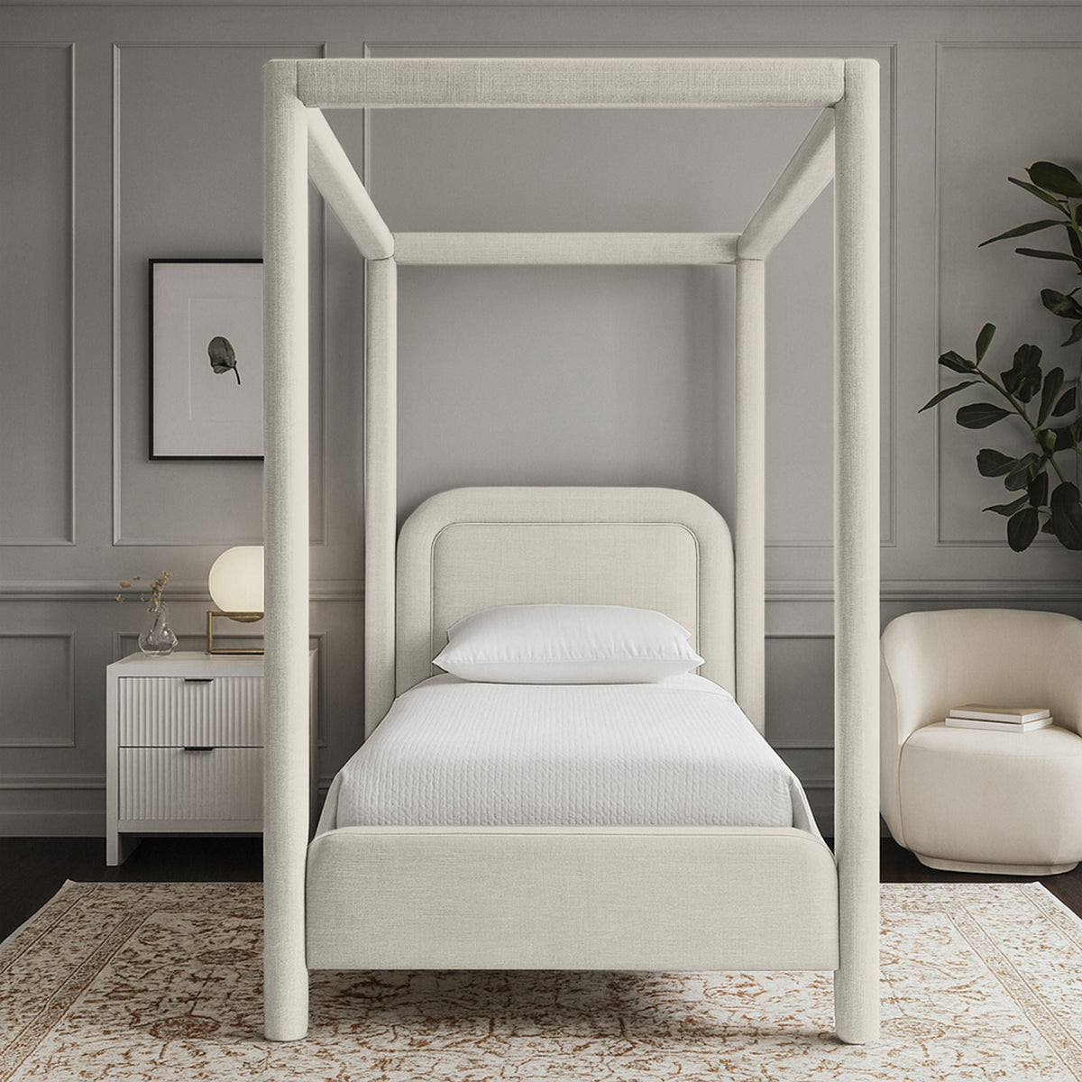 Salina - Linen Textured Fabric Upholstered Bed