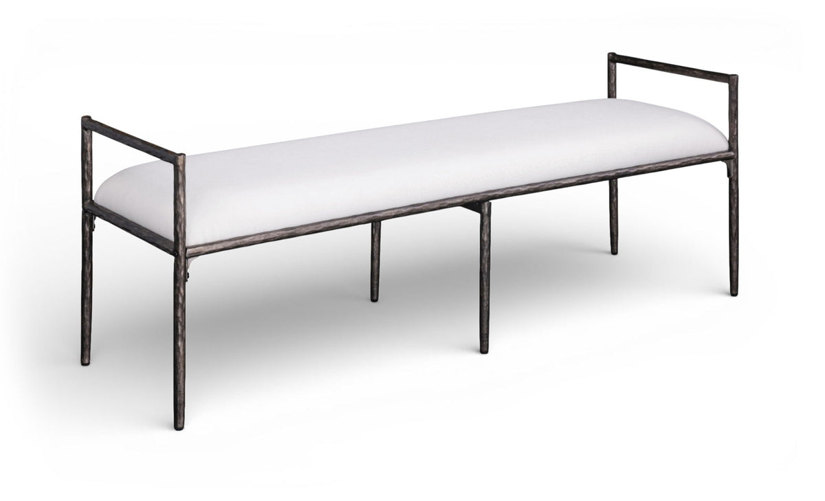 Axis - Linen Textured Cream Fabric Upholstered Bench
