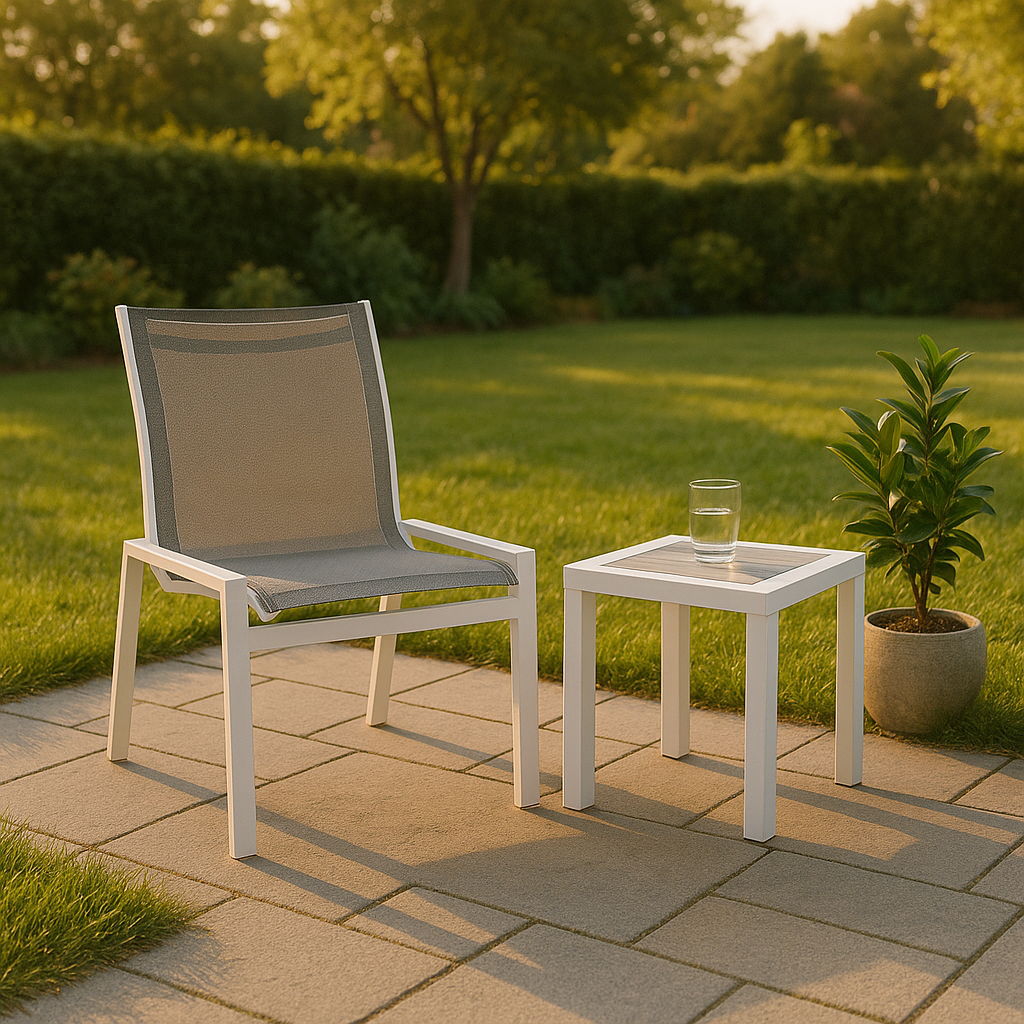 Nizuc - Outdoor Patio Dining Chair With White Frame (Set of 2)