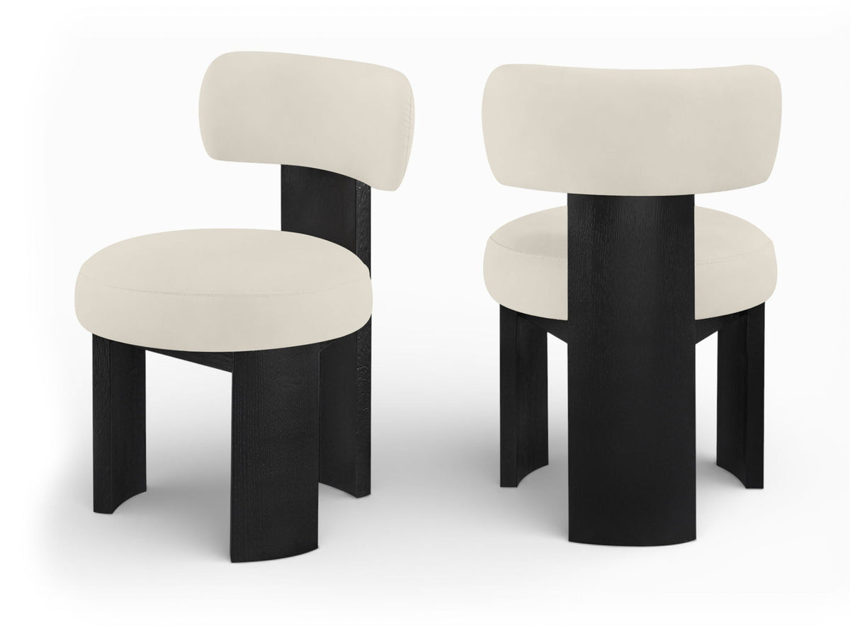 Atelier - Vegan Leather Upholstered Dining Chair (Set of 2) - Taupe / Painted Black