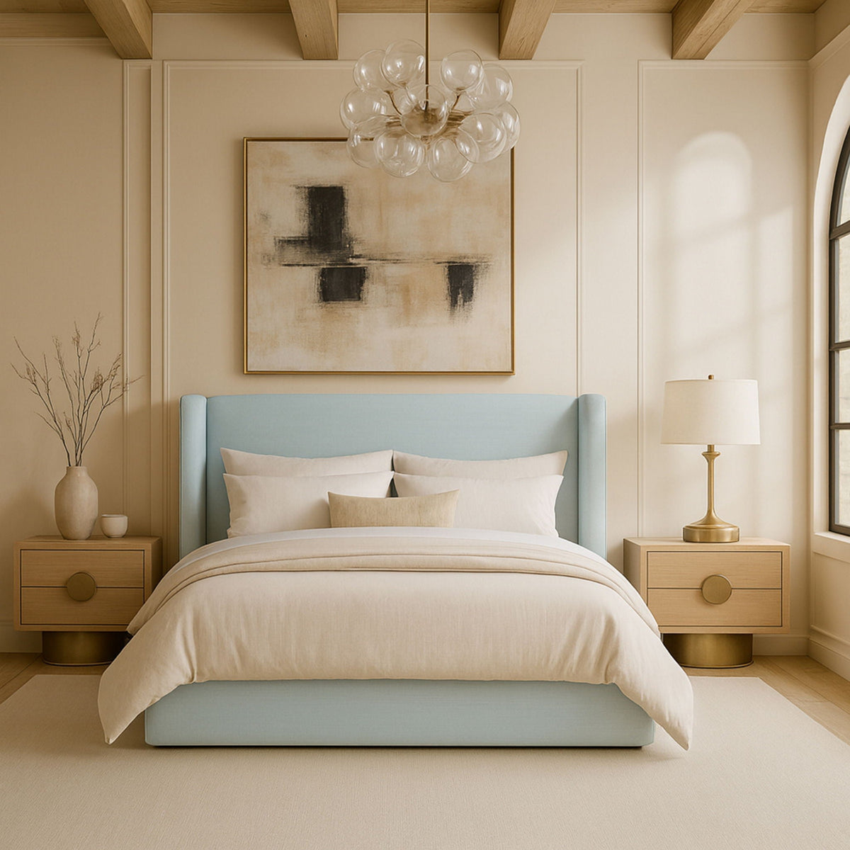 Kendall - Linen Textured Fabric Upholstered Bed