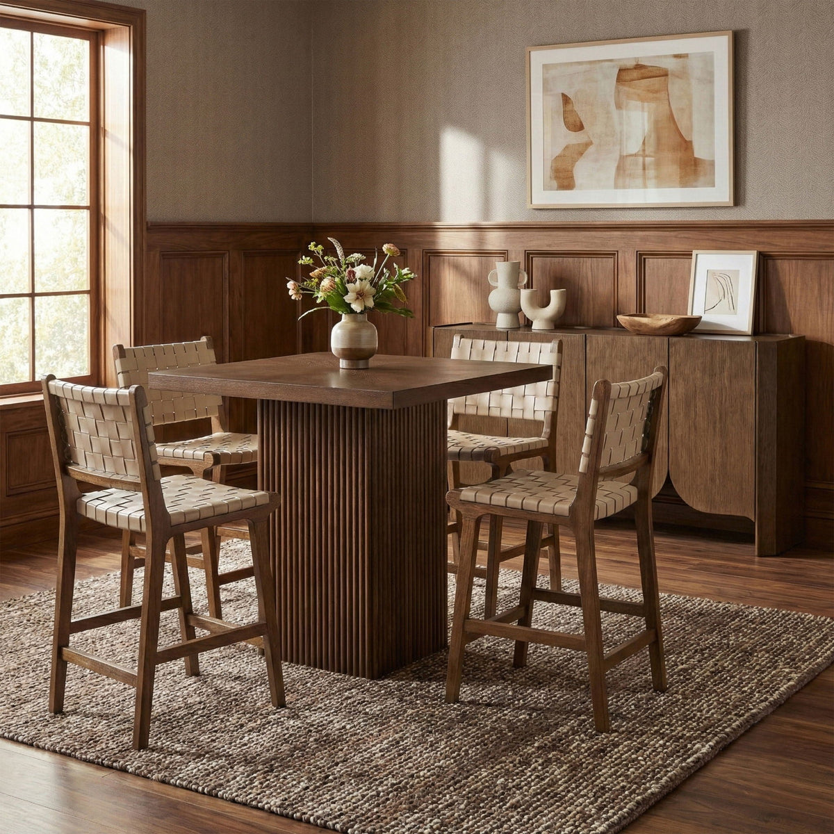 Entwine - Vegan Leather Upholstered Counter Stool - Painted Brown