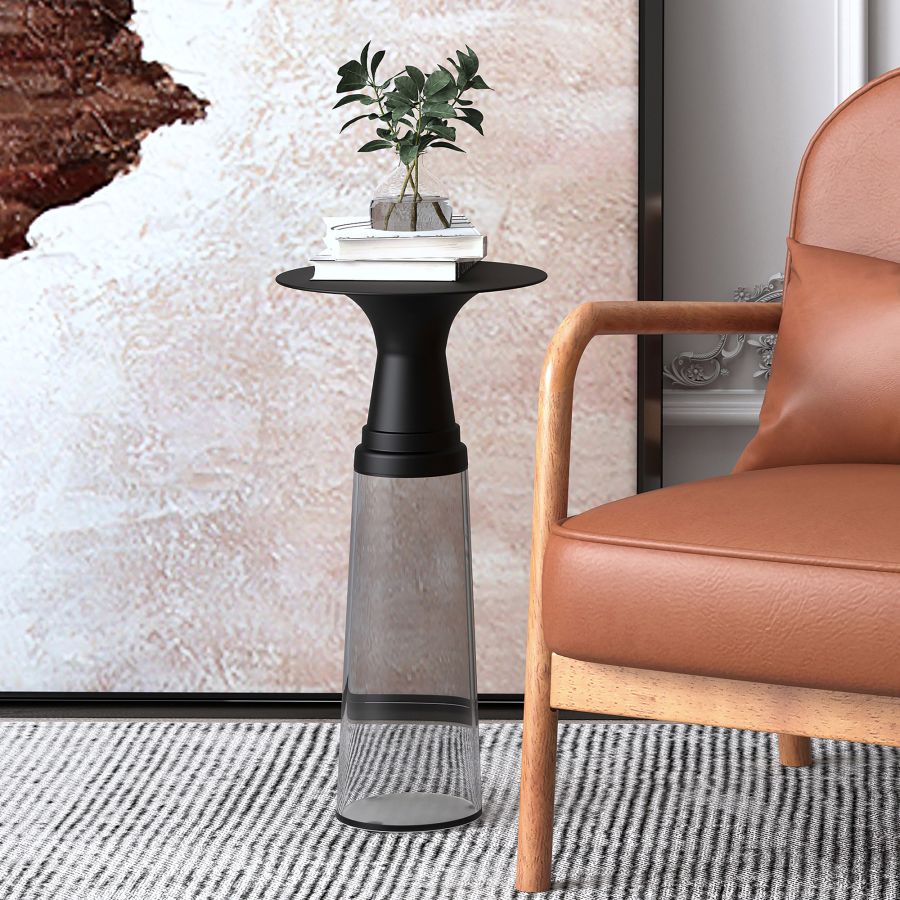 Indigo Accent Table in Clear and Black