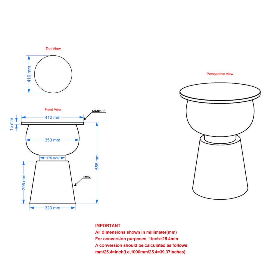 Alora Accent Table in Black and White and Brushed Gold