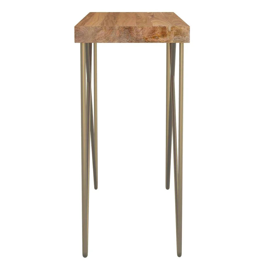 Madox Console Table in Natural & Aged Gold - Furniture Depot