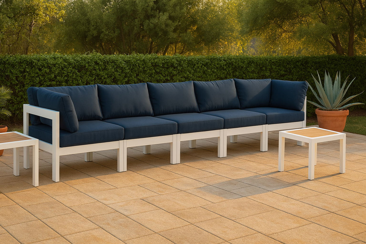 Nizuc - Outdoor Patio 6 Seat Modular Sofa With White Frame