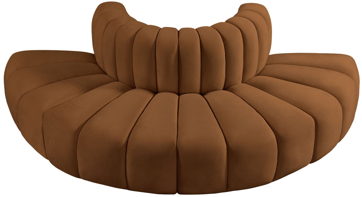Arc - Velvet 4 Piece Modular Sofa - Saddle