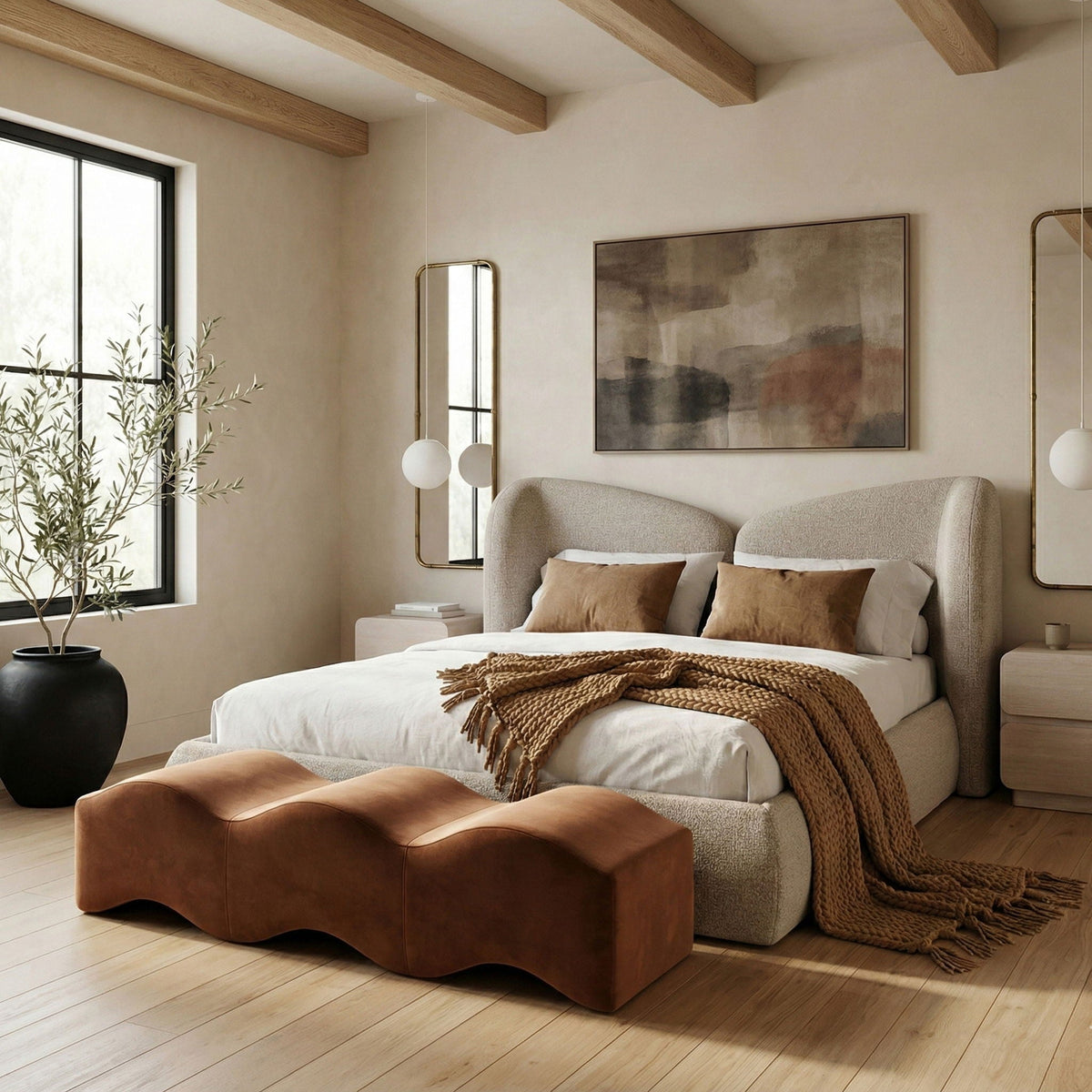 Wave - Velvet Bench