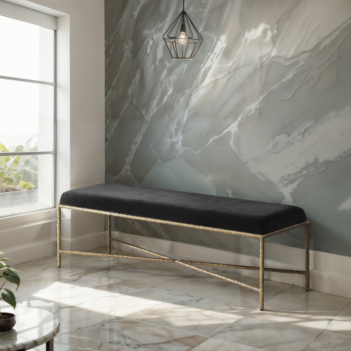 Valley - Bench With Gold Frame