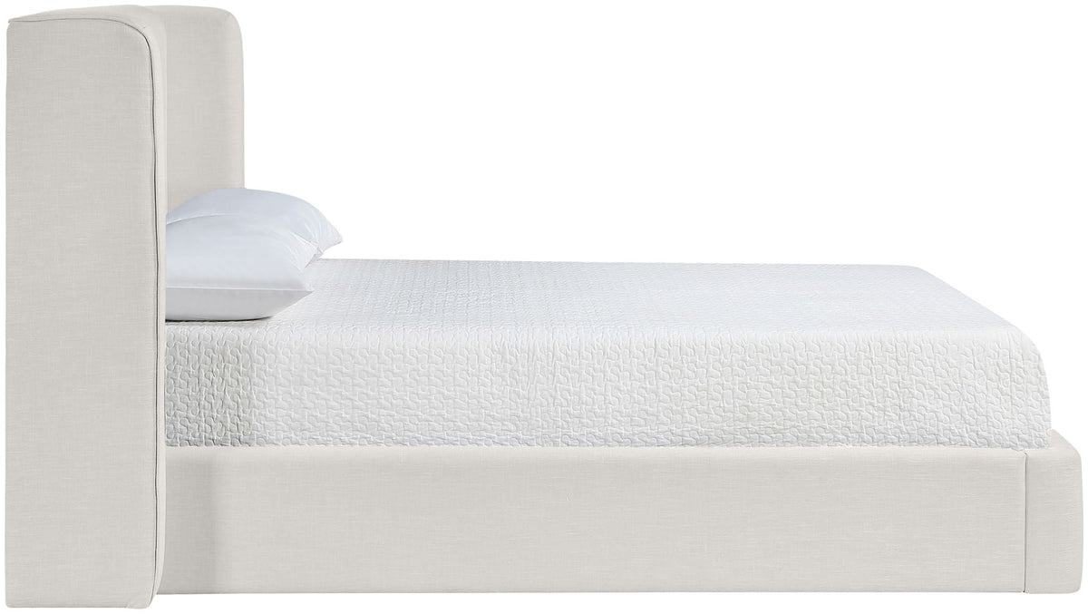 Kendall - Linen Textured Fabric Upholstered Bed - Cream