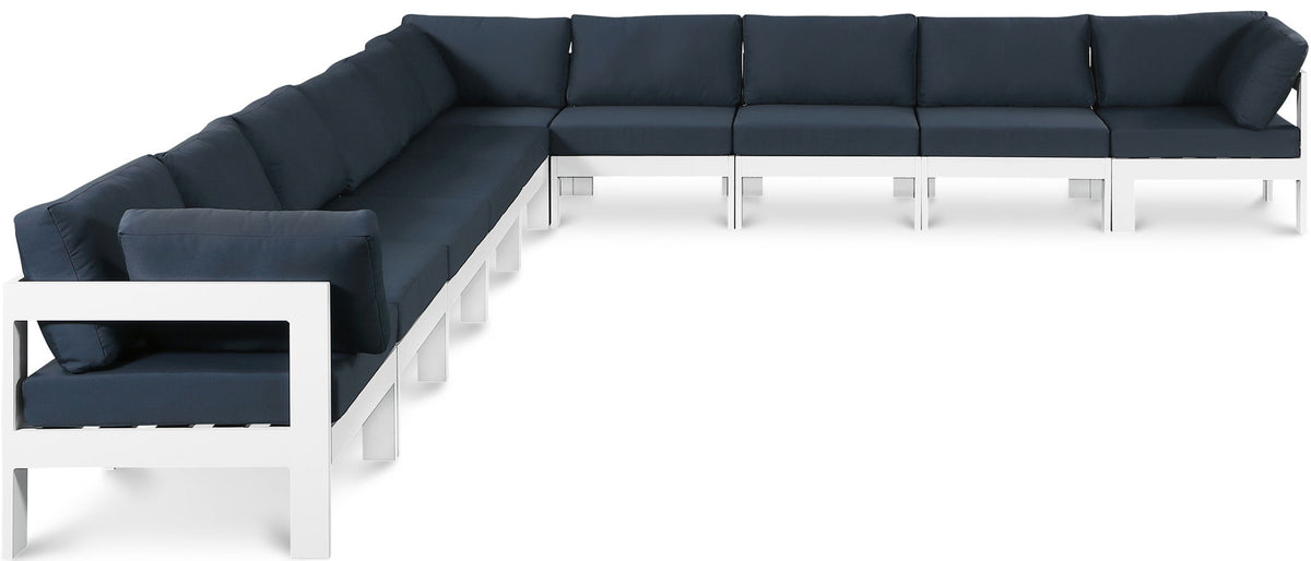 Nizuc - Outdoor Patio 10 Piece Modular Sectional With White Frame