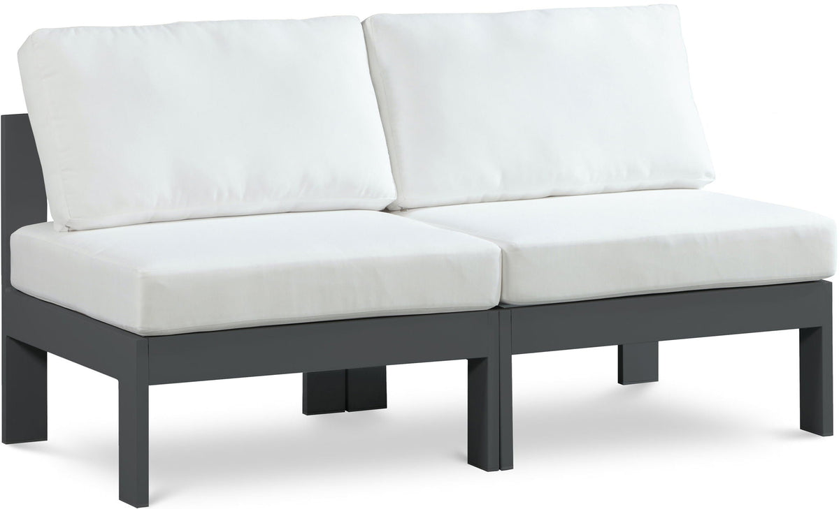Nizuc - Outdoor Patio 2 Seat Armless Modular Sofa With Gray Frame