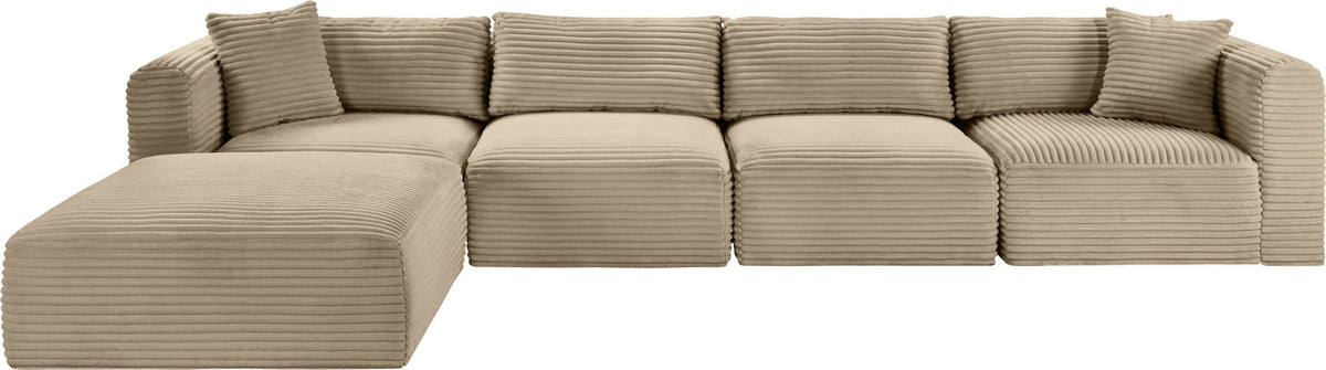 Shaggy - Fabric 5 Piece Modular Sectional With Ottoman
