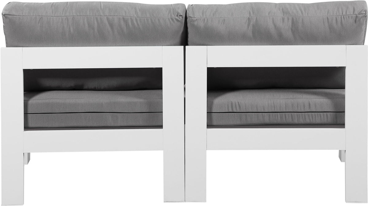 Nizuc - Outdoor Patio 2 Seat Armless Modular Sofa With White Frame