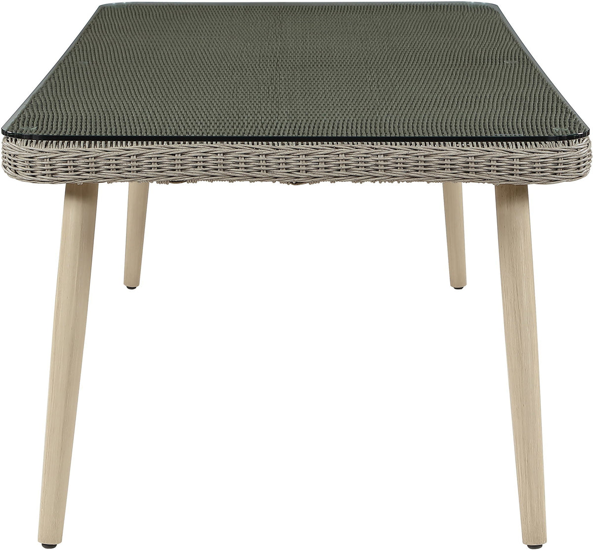 Seacrest - Tempered Glass Top And Wicker Outdoor Patio Dining Table