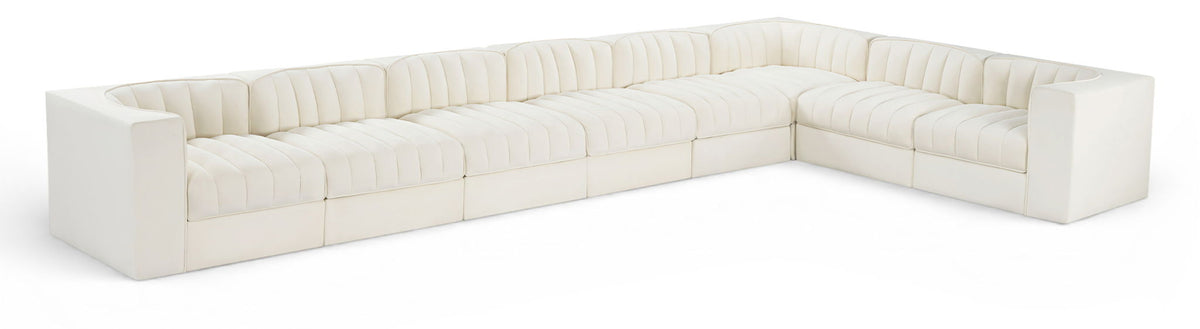 Rummi - Velvet Performance Fabric Upholstered 8 Piece Modular Sectional (With 3 Corner Chairs)