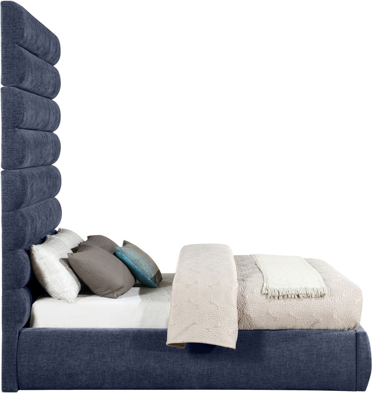 Adam - Chenille Fabric Bed With 89" Headboard