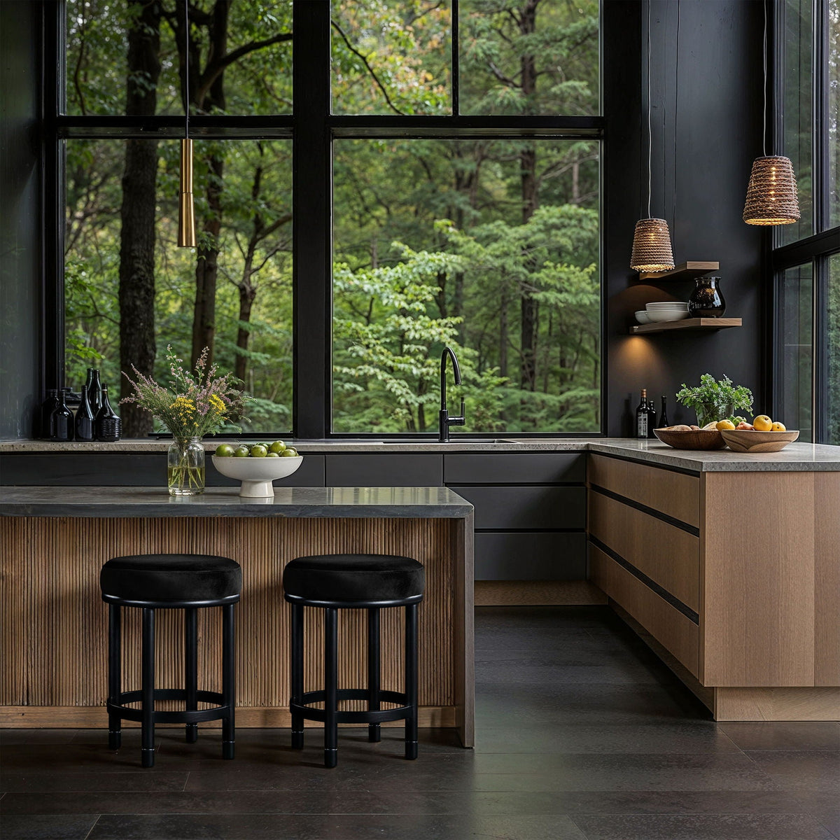 Monette - Counter Stool With Black Base
