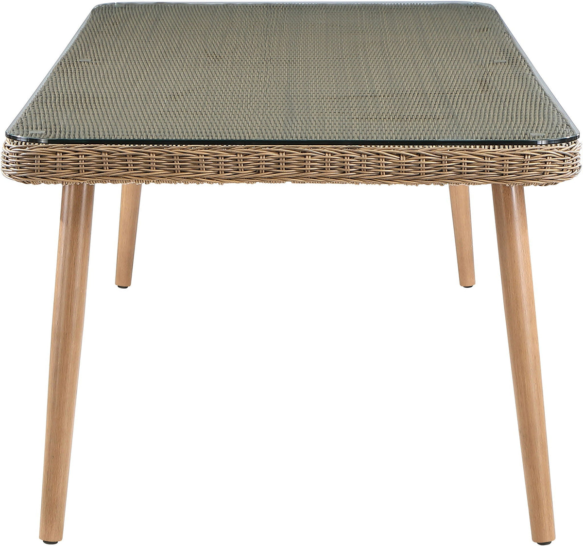 Seacrest - Tempered Glass Top And Wicker Outdoor Patio Dining Table