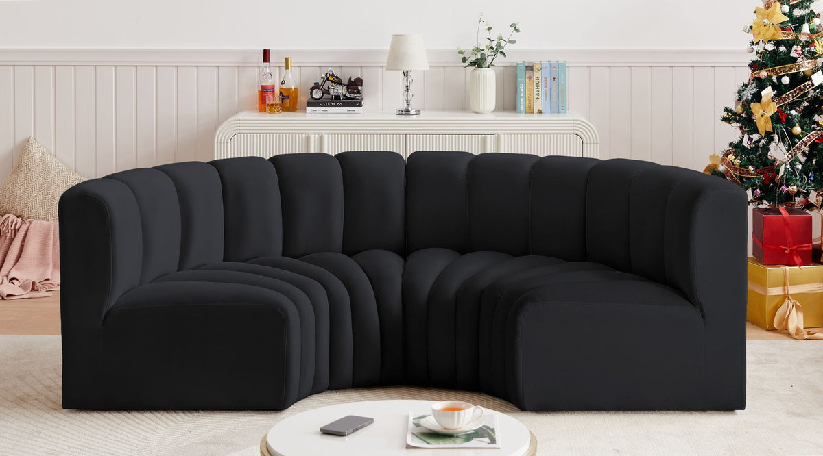 Arc - Velvet 4 Piece U-Shaped Modular Sofa