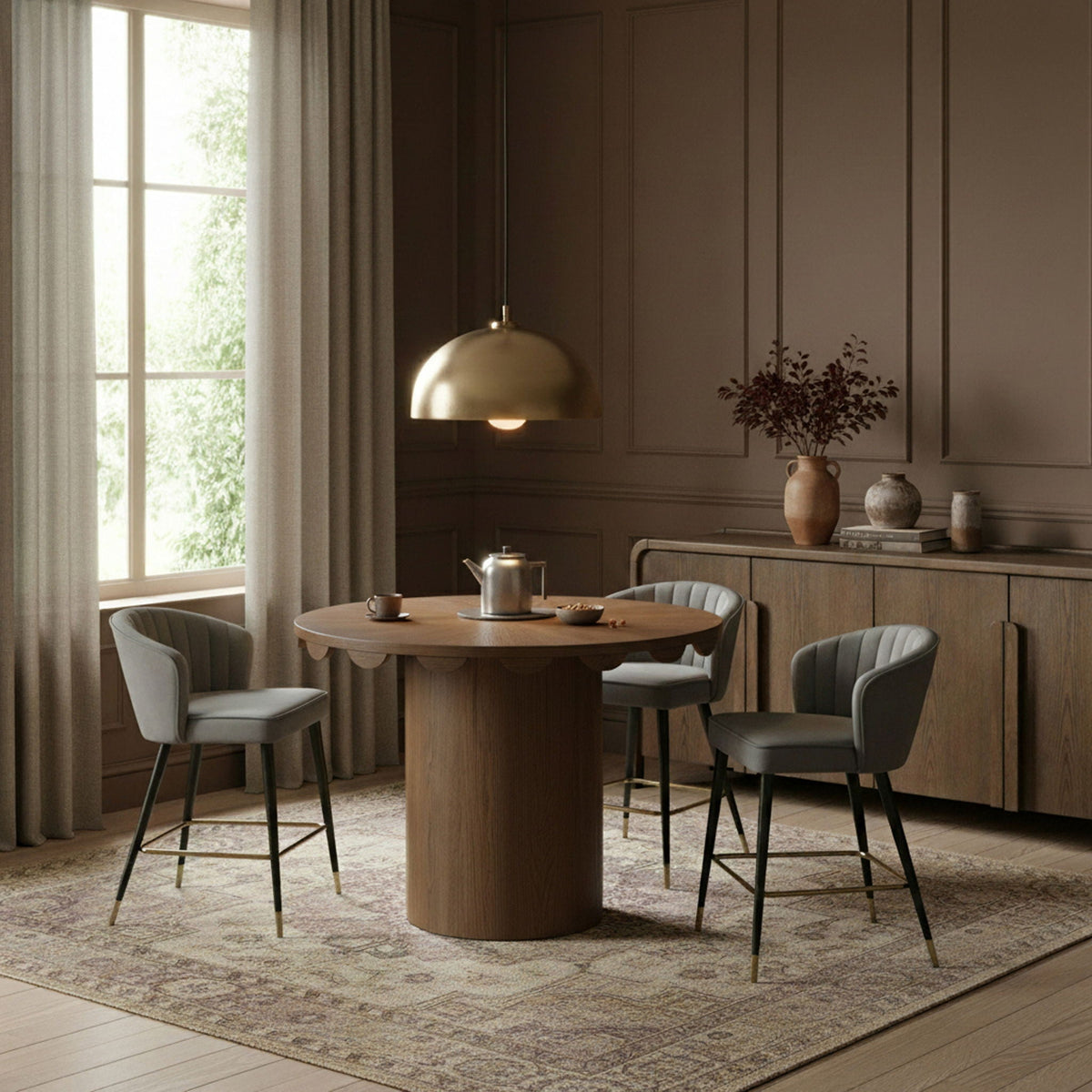 Dahlia - Solid Wood And Natural Cane Table